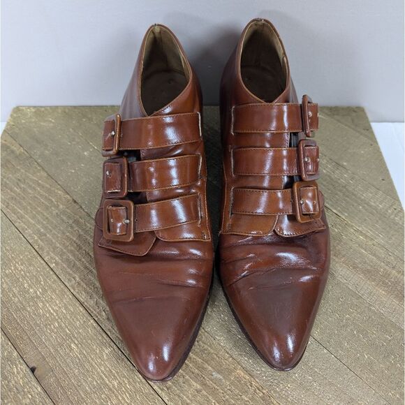 Vintage Bassoto Italy Leather Triple-Buckle Shoes – Size EU 40 (US 9) – Brown - Picture 4 of 12